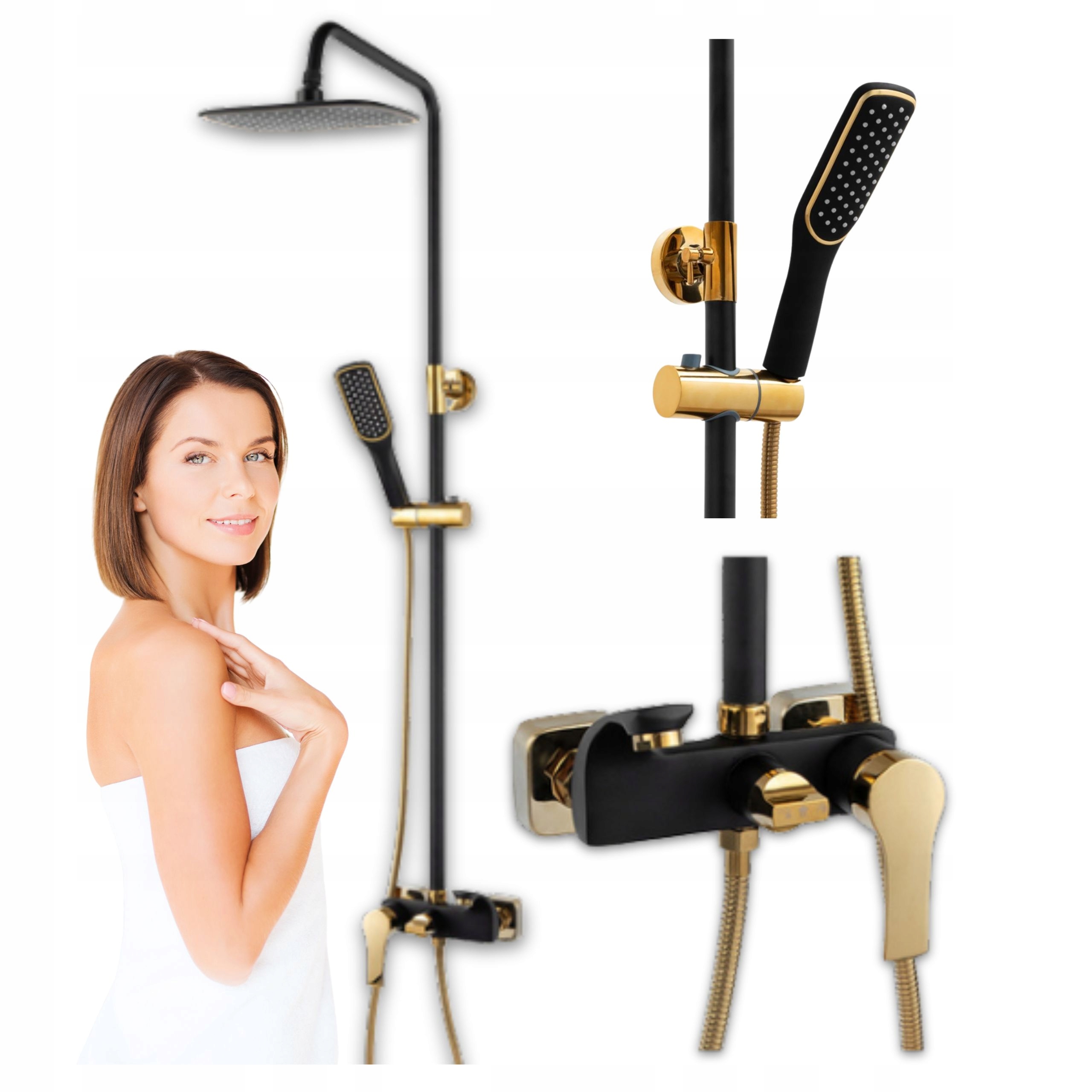 Sprchový Set Na Omítku Gio Černá/zlatá Barva
