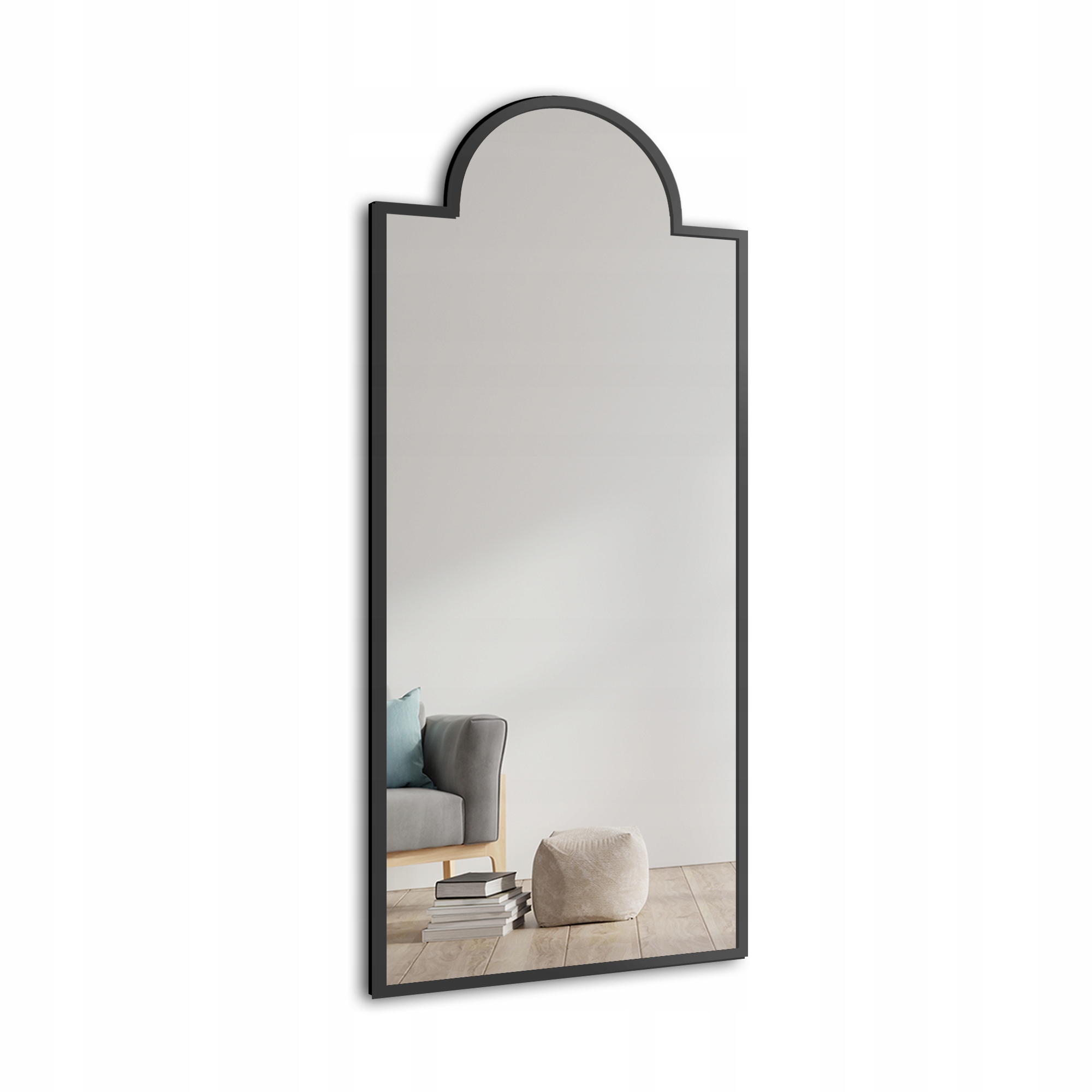 Zrcadlo v matném černém Mdf rámu Rosano 50x150 nástěnné