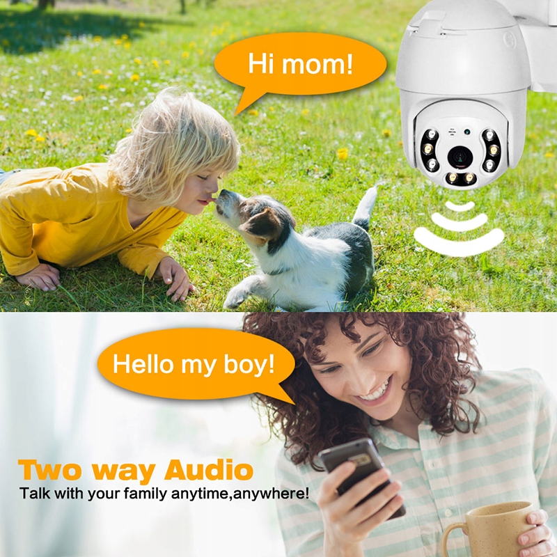 KAMERA ZEWNĘTRZNA OBROTOWA IP WIFI Full HD 4x ZOOM Zasięg podczerwieni 30 m