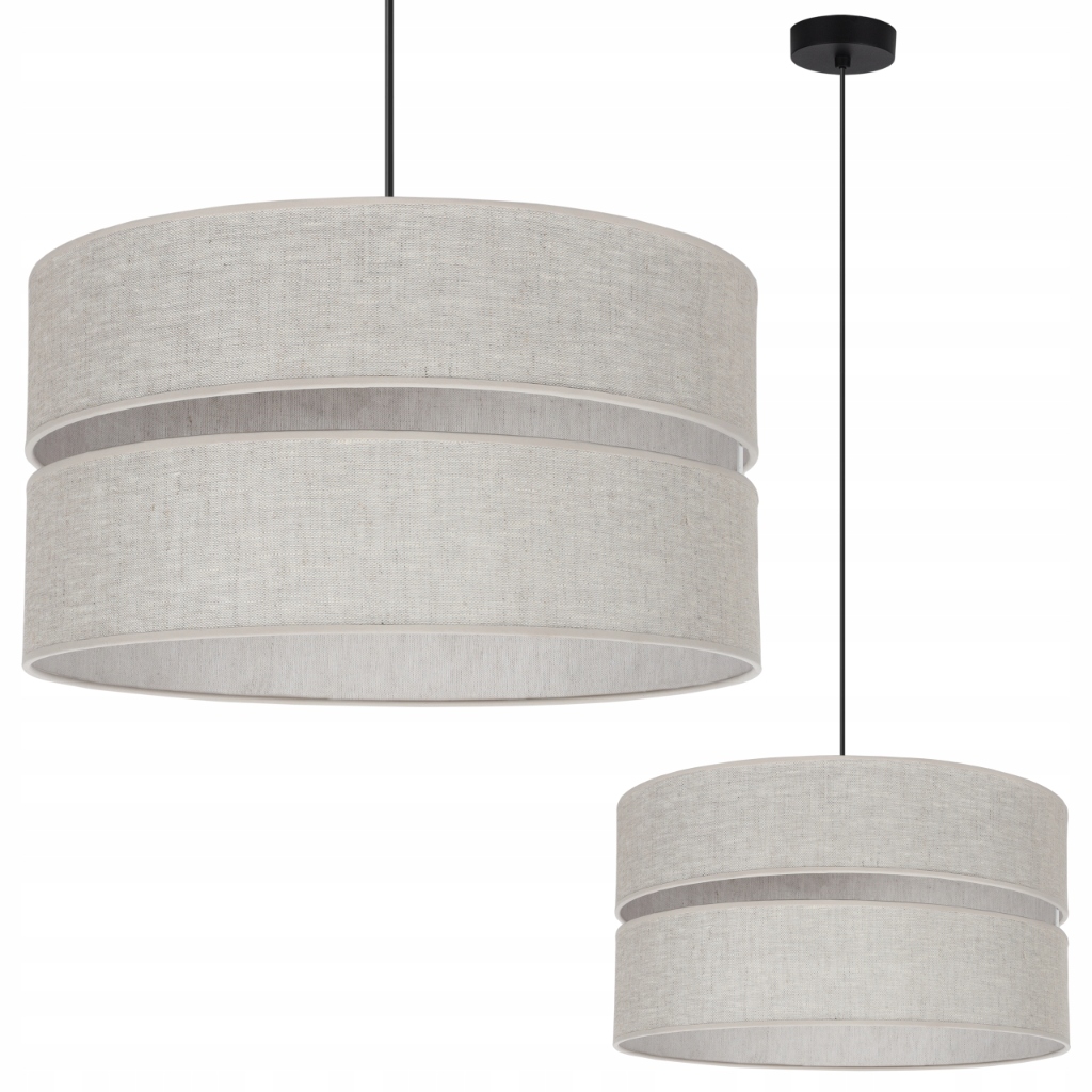 Stropná Závesná Lampa Luster Veľký Ľanový Tienidlo Boho Béžová Do Spálne E27