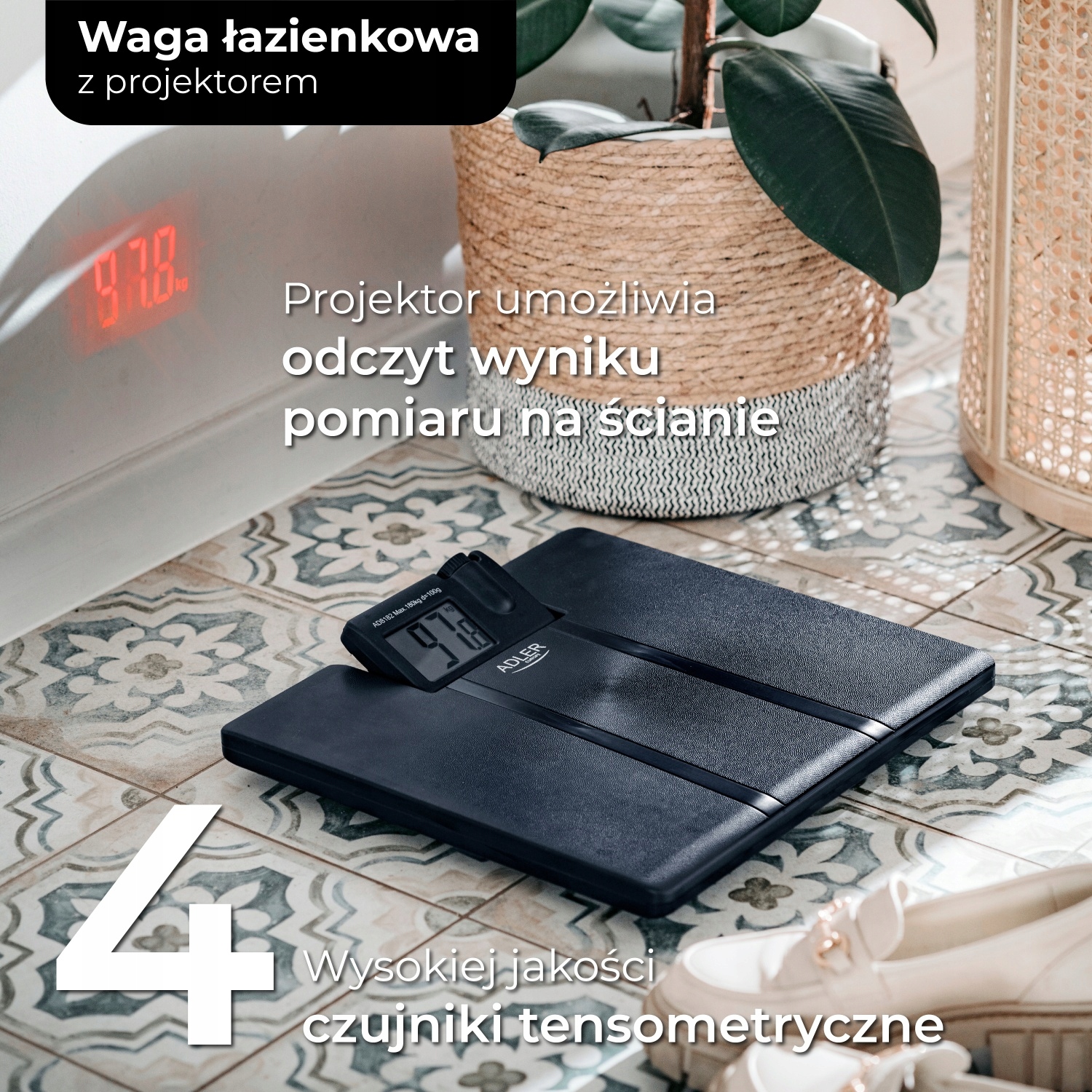 Waga Łazienkowa z Projektorem Adler AD 8182 180kg LCD