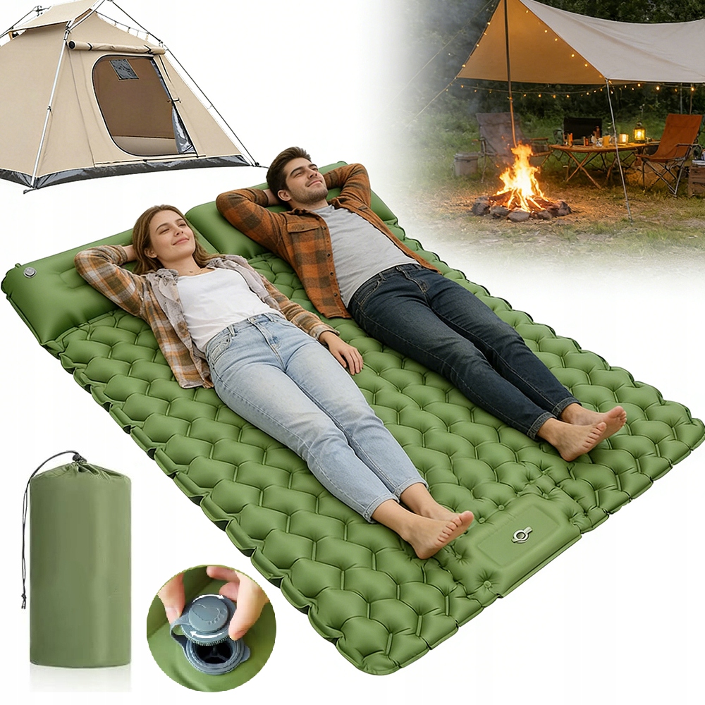 Dwuosobowa Kemping Mata Materac Turystyczny Z Pompką Nożną 10CM Grubości