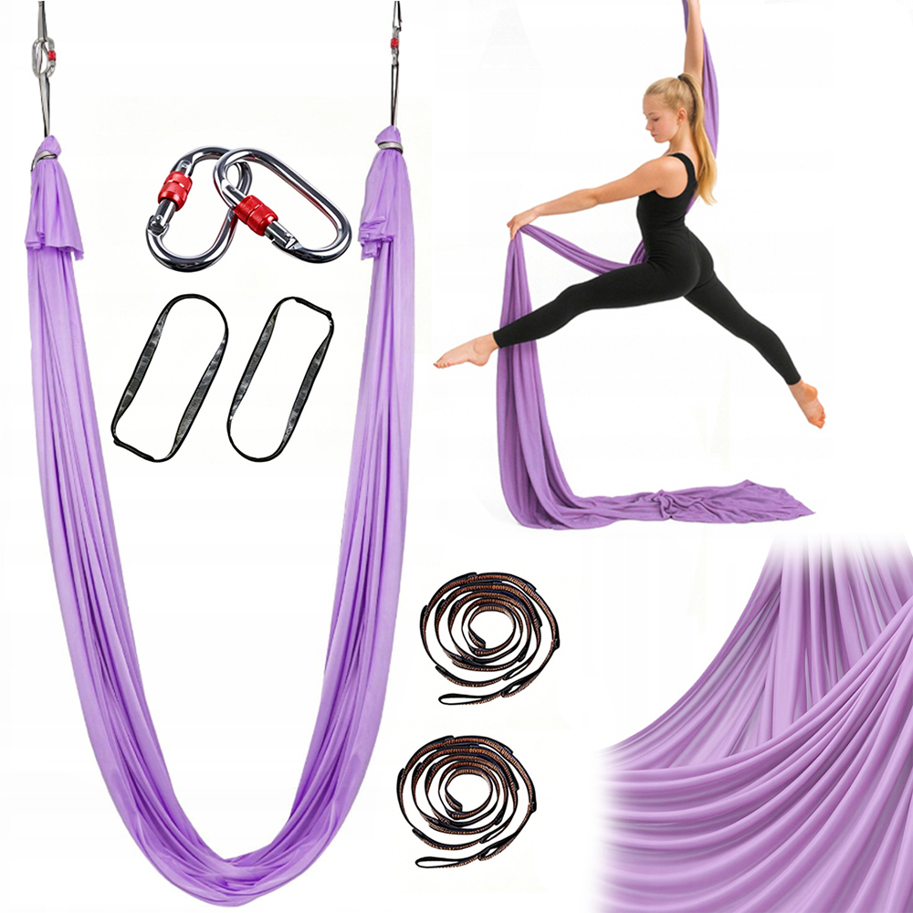 Akrobatická šála, šátek aerial silk multifunkční 6 m fialová sada