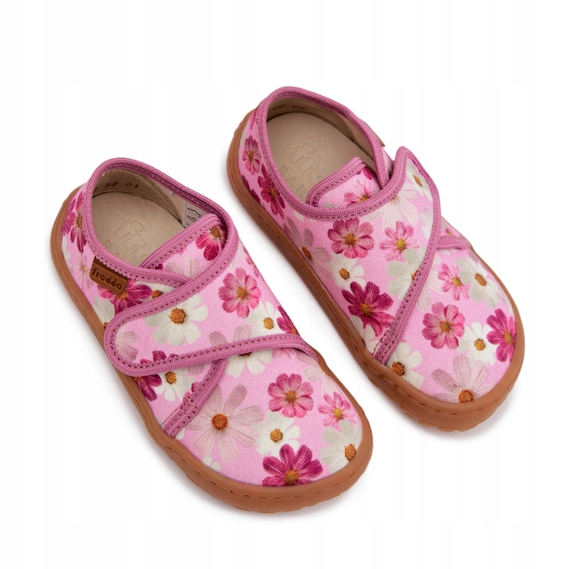 Kapcie Dziecięce Barefoot Na Rzep Dziewczęce Froddo G1700438-8 Różowe 29