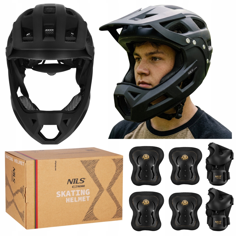 Kask Rowerowy Pełnotwarzowy Szczękowy Z Regulacją 56-58 cm Ochraniacze M