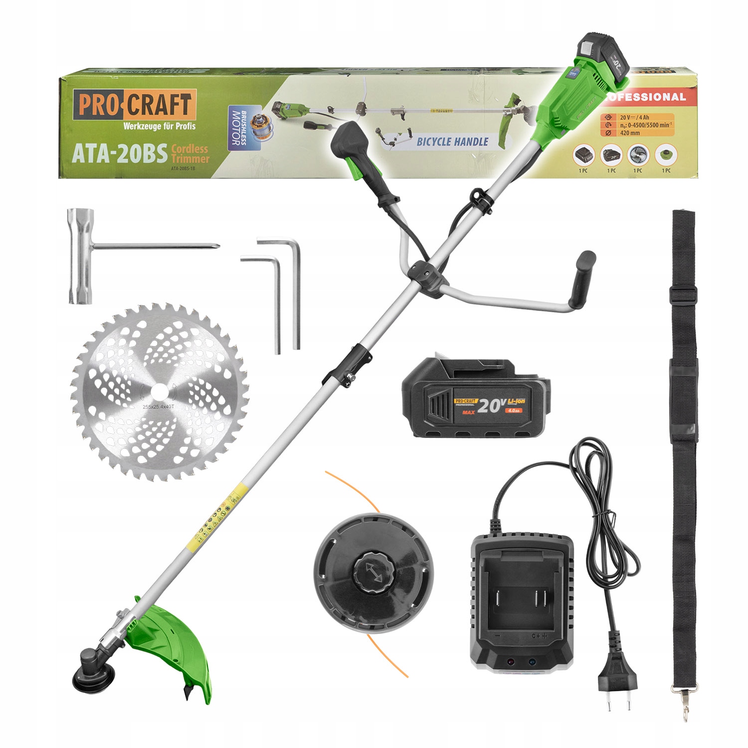 Procraft ATA-20BS Podkaszarka Akumulatorowa 20V 4Ah 420 mm