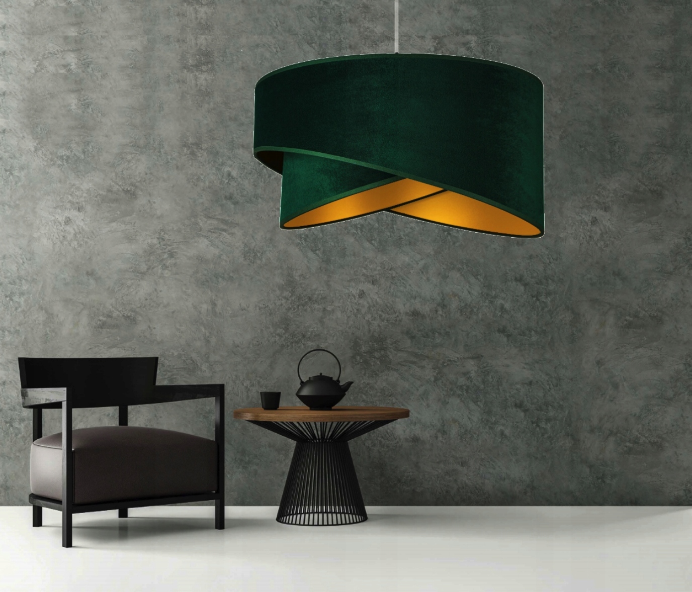 LAMPA WISZĄCA SUFITOWA ŻYRANDOL ABAŻUR NOWOCZESNY Długość/wysokość 90 cm