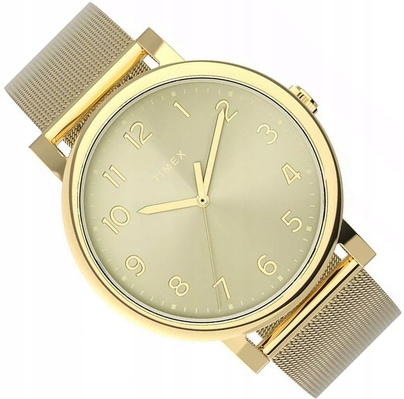 Zlaté Elegantní Dámské Hodinky Timex TW2Y68900 Šampaňské Číslice Mesh Ø38mm
