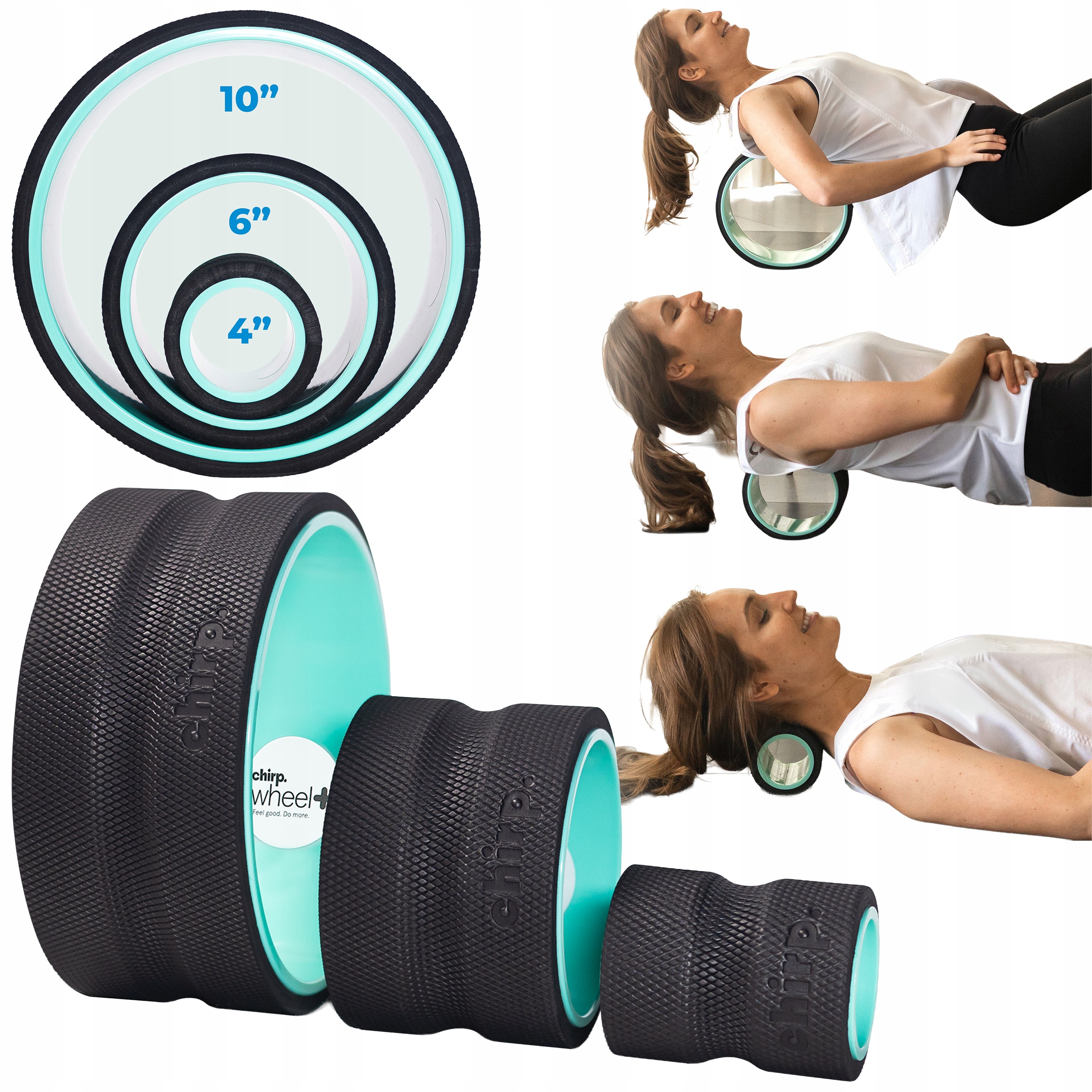Kolečka Chirp pro masáž, cvičení Wheel+ 4" 6" 10" Sada tří Kusů