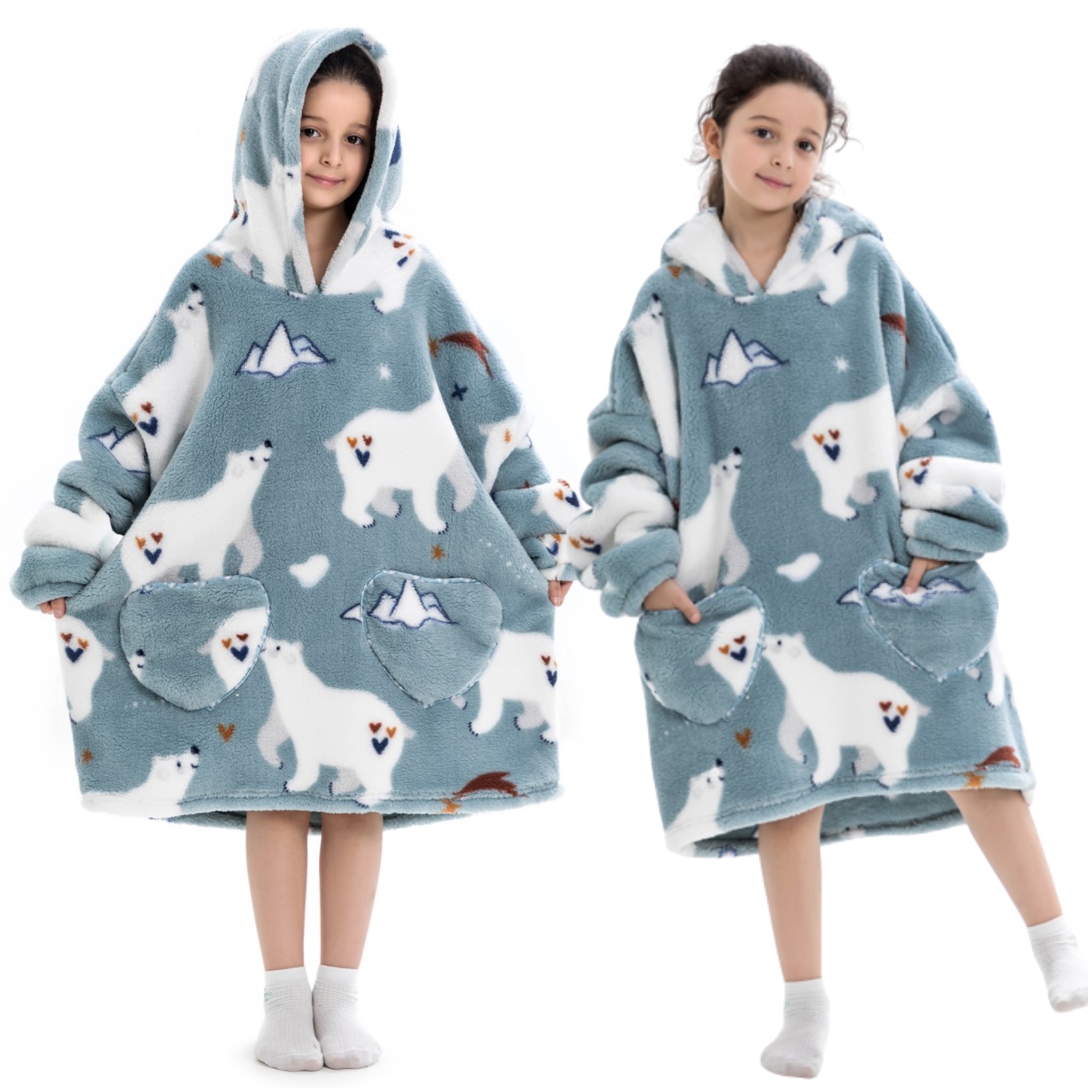 Kocobluza Dla Dzieci Koc Bluza Piżama Polar Z Kapturem Dziecieca Gruba 3w1