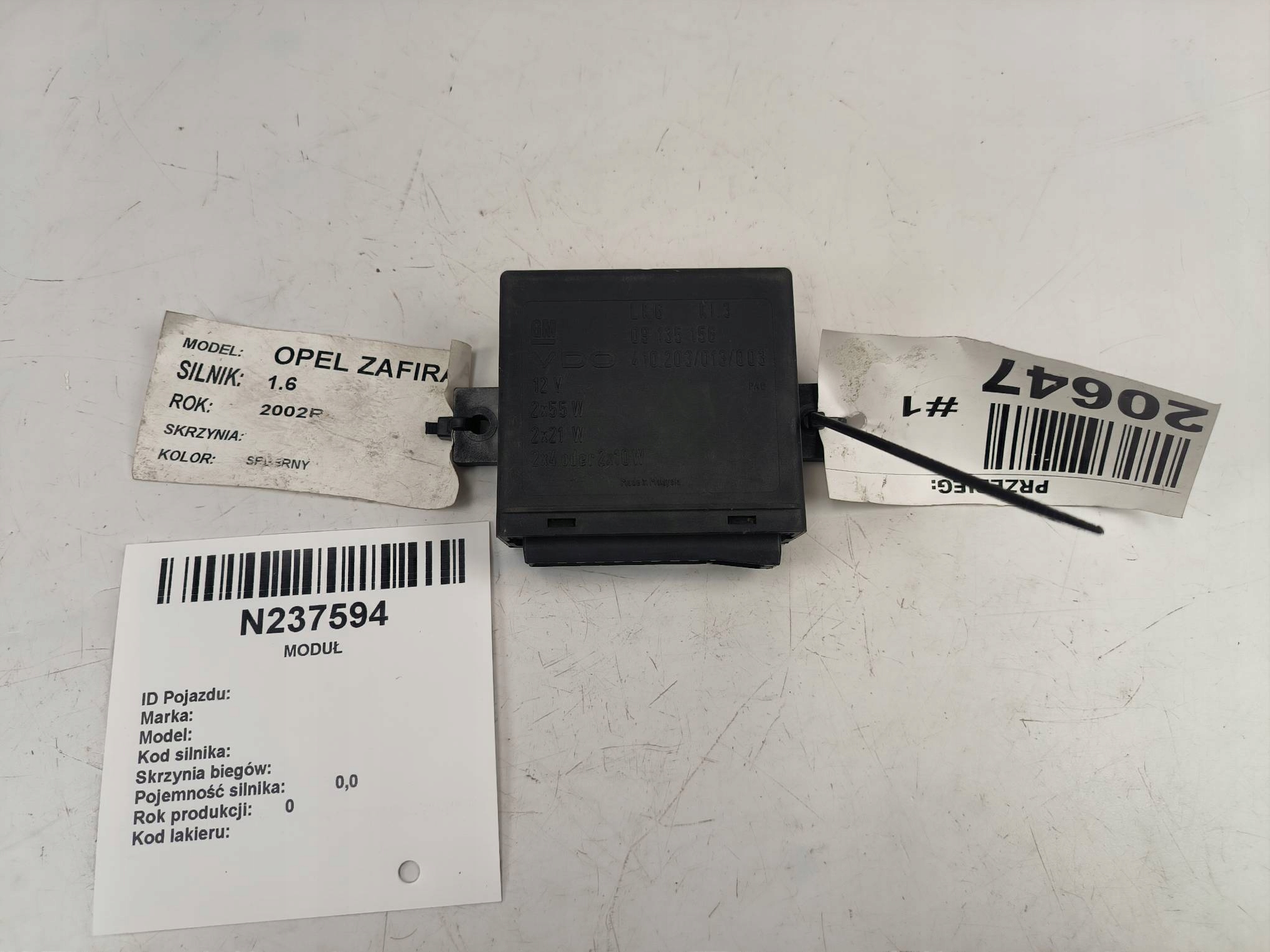 modulo luci 09135156 OPEL ASTRA II G