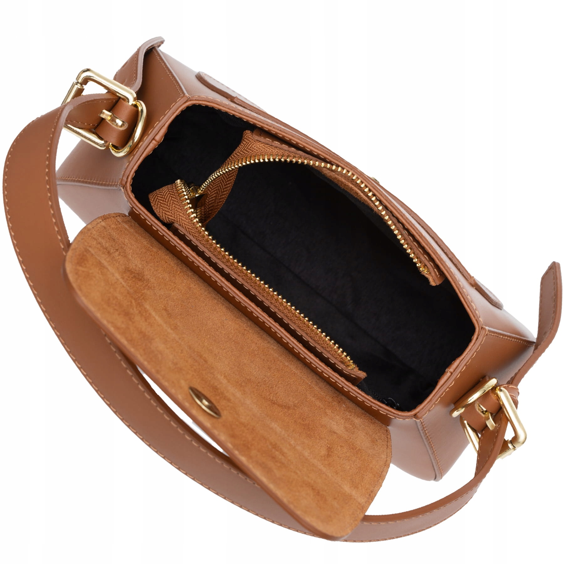 VERA PELLE torebka damska skórzana kuferek z paskiem na ramię FIOLETOWA Styl miejski