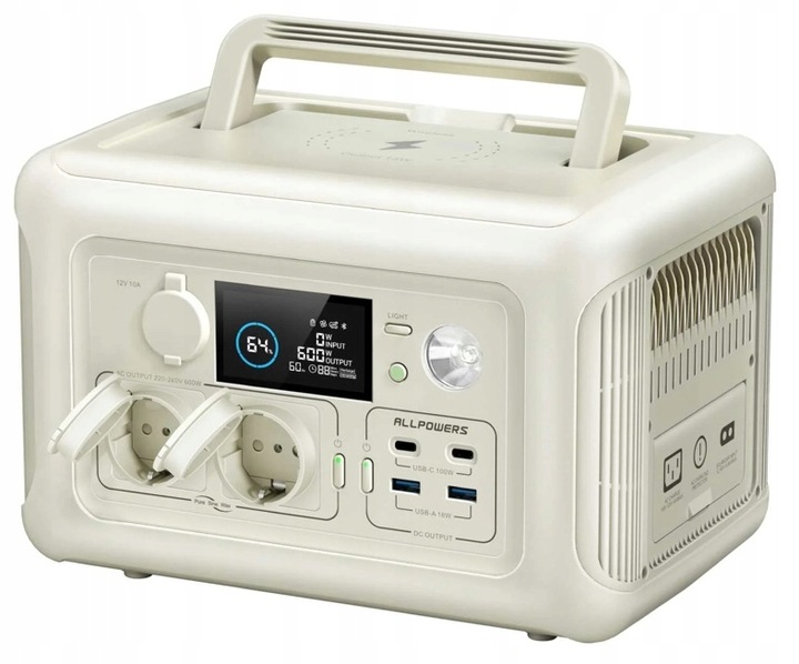 Nabíjecí Stanice Allpowers R600 299Wh 600W Zásobník energie Powerbank bílý
