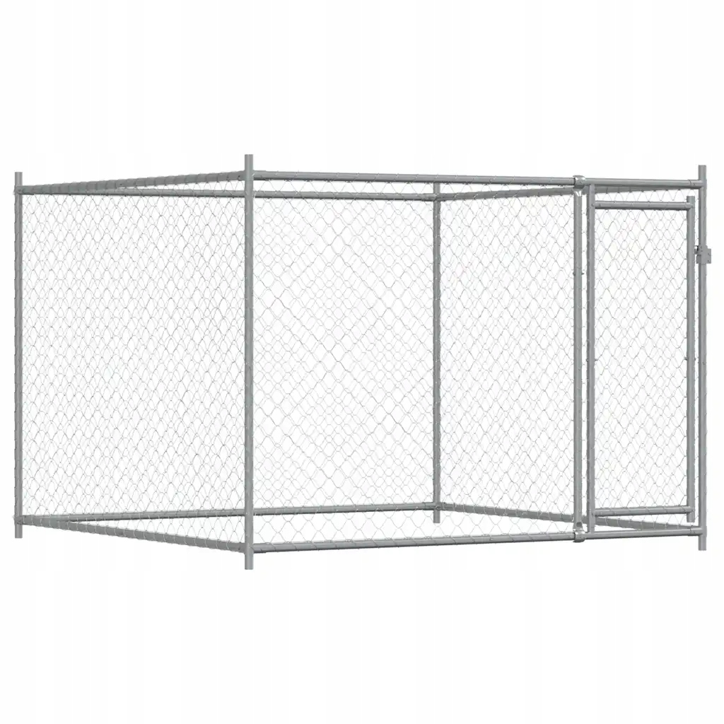 Levně Mobilní klec pro psa z galvanizované oceli, síťovaná, šedá, 2x2x1,5 m