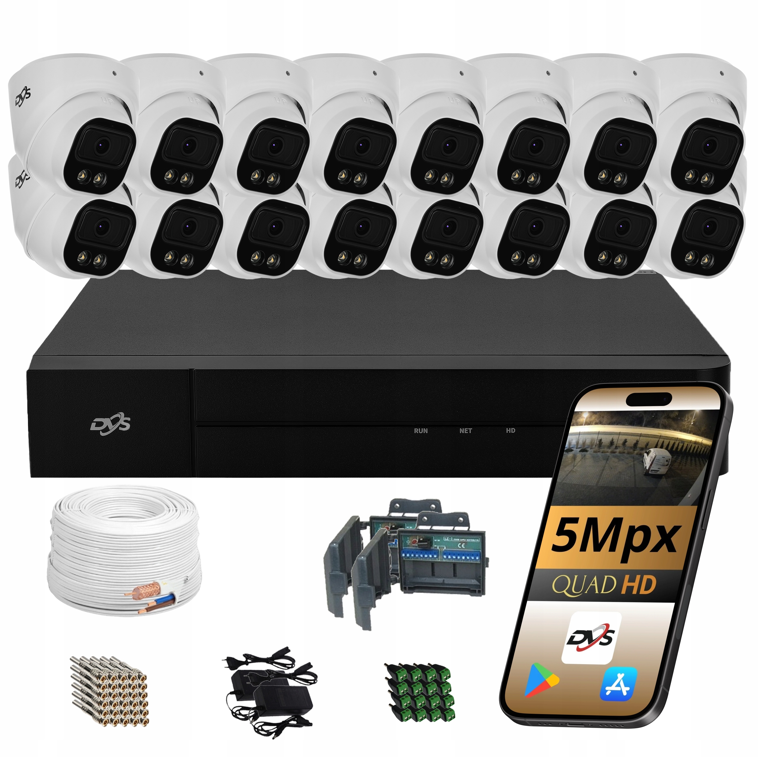 Sada Kamer Pro Monitorování 16 Externích Analogových 5Mpx Dvs Dual