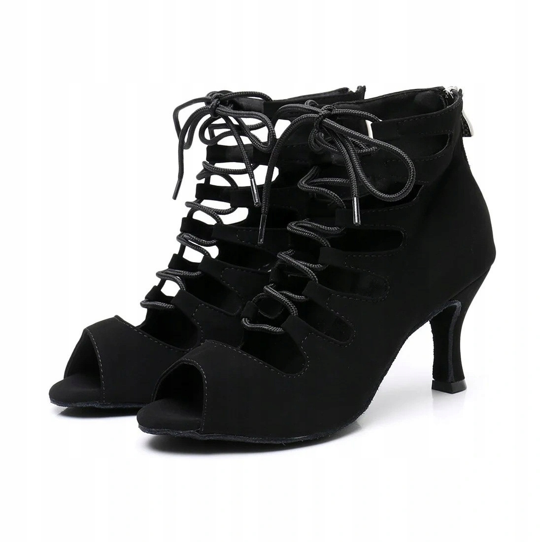 Buty Do Tańca Taneczne Sznurowane Czarne 7,5cm