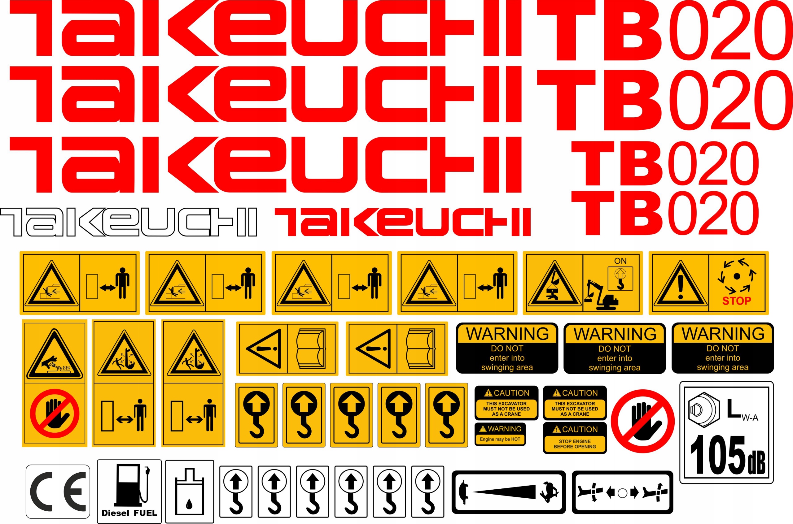 Samolepky Na Stroj Takeuchi TB020 020 Sada Na Opravu Minibagru