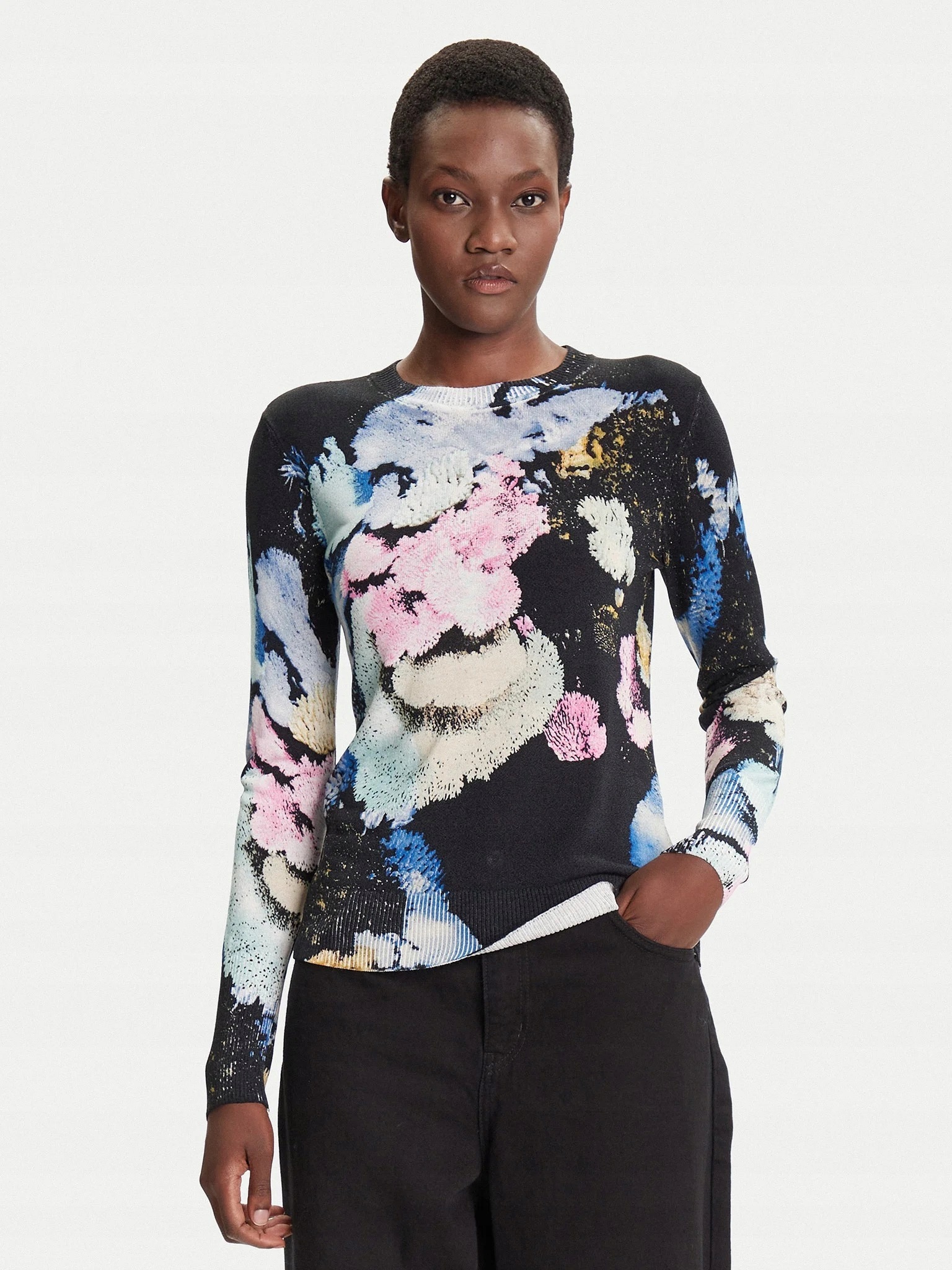 Desigual Dámský Svetr S Dlouhým Rukávem A Vzorem Casual L 7FA