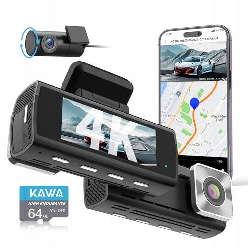Autokamera Videorekordér 4K Predná Zadná Wifi Gps 64GB Káva