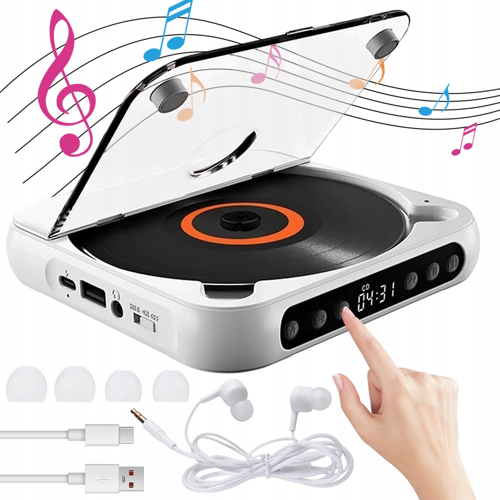 Přenosný Přehrávač CD Přehrávač Bluetooth 3 Režimy Led Displej
