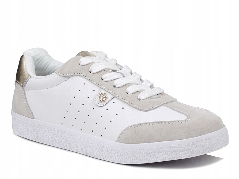 Sneakersy damskie białe skórzane S.Barski LR61-7091 sznurowane sportowe 39