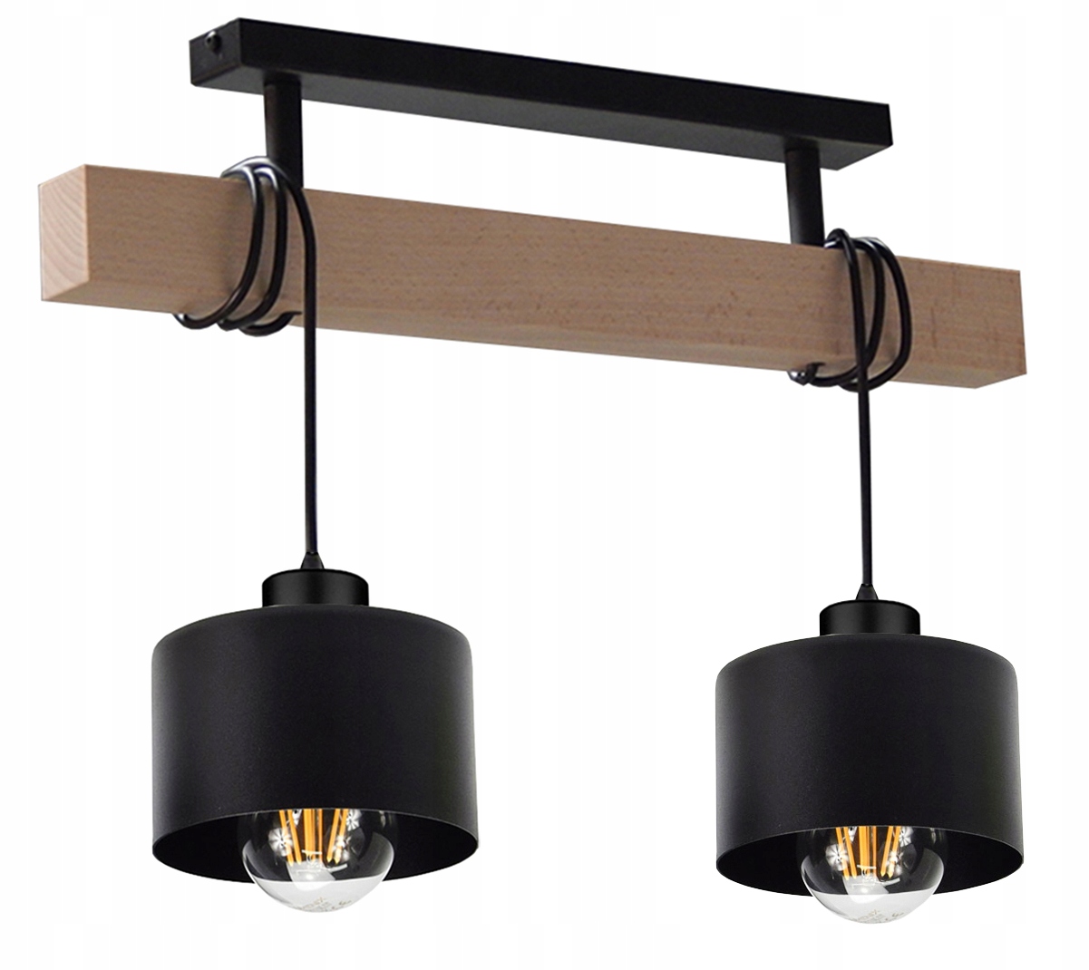 LAMPA PLAFON SUFITOWY ŻYRANDOL 015-2PL DREWNO LED E27 LOFT SALON SYPIALNIA