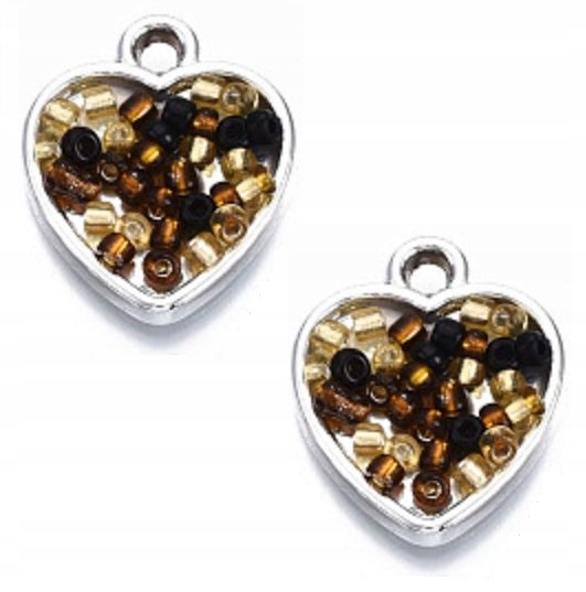 Zawieszki Charms Serca Nadziewane Seeds 2szt Serce Zawieszka Wisiorek