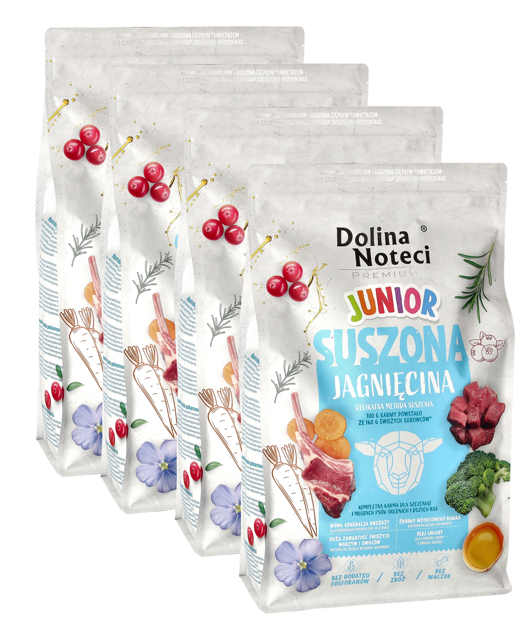 Levně Dolina Noteci Krmivo suché pro psa Premium Junior Set 4x4kg Jehněčí maso