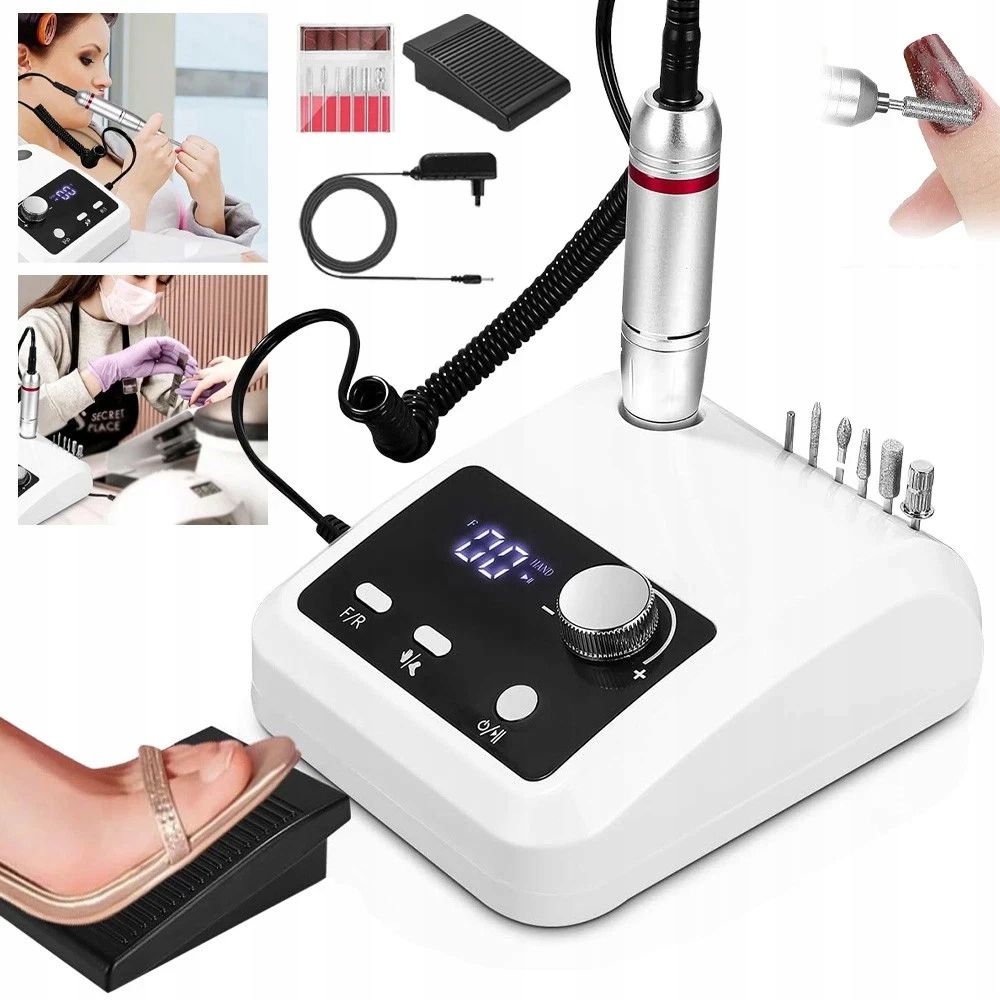 Bruska Na Nehty Manikúra Pedikúra Profesionální Silná sada fréz