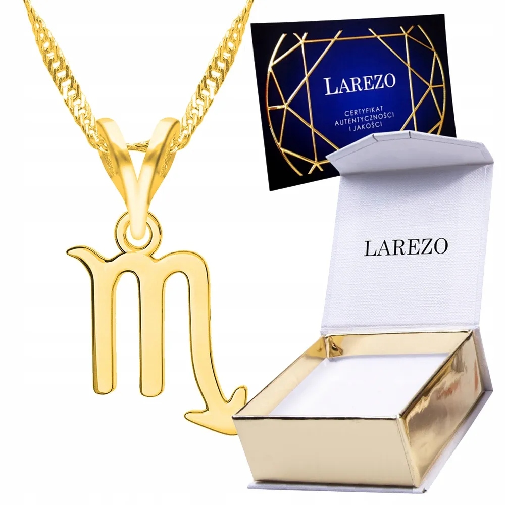 Zlatý náhrdelník Znamení zvěrokruhu Štír Scorpio Písmeno M Stříbro 925