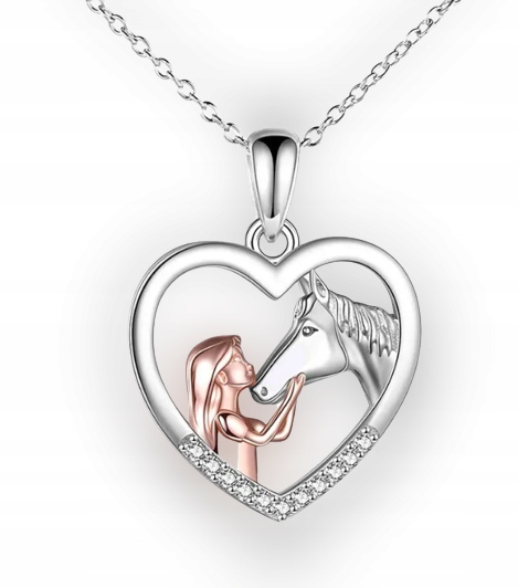 Náhrdelník Detský kôň Koník v srdiečku Srdce Strieborný Ružový Roztomilý Krásny
