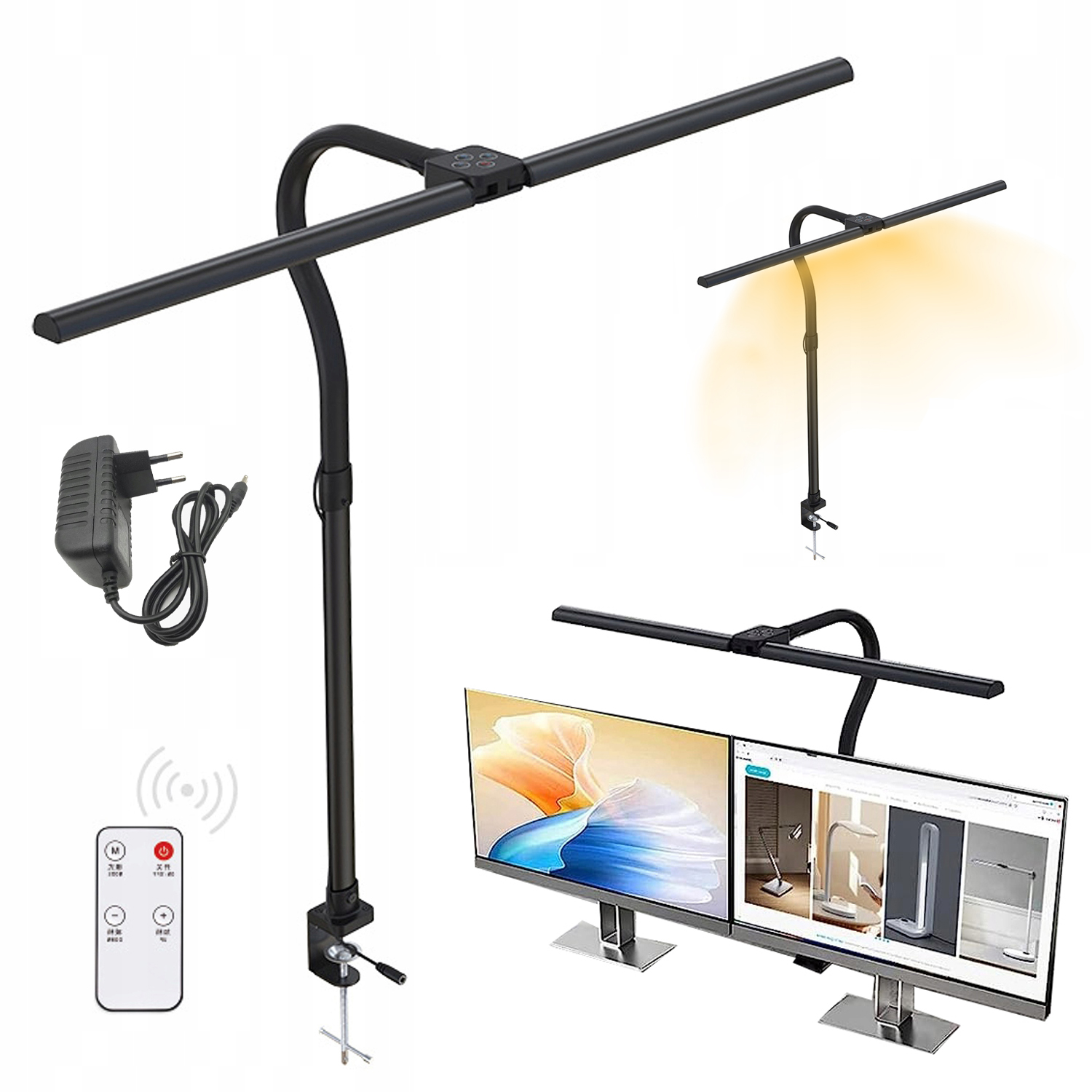 Dvouhlavá Led Stolní Lampa S Klipem, Stmívatelná, Výkon 24 W