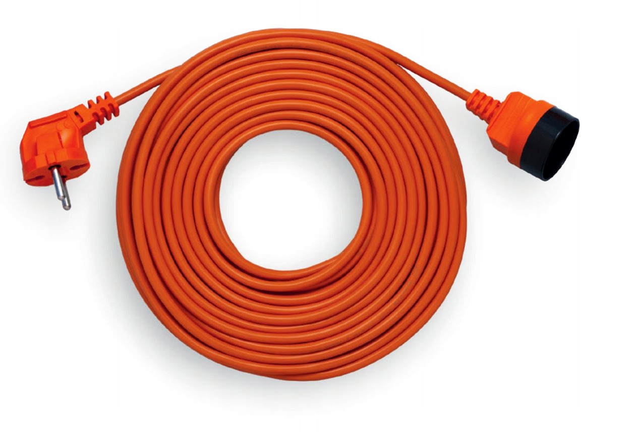 Przedłużacz prądowy ogrodowy do kosiarki kabel 15m Kolor pomarańczowy