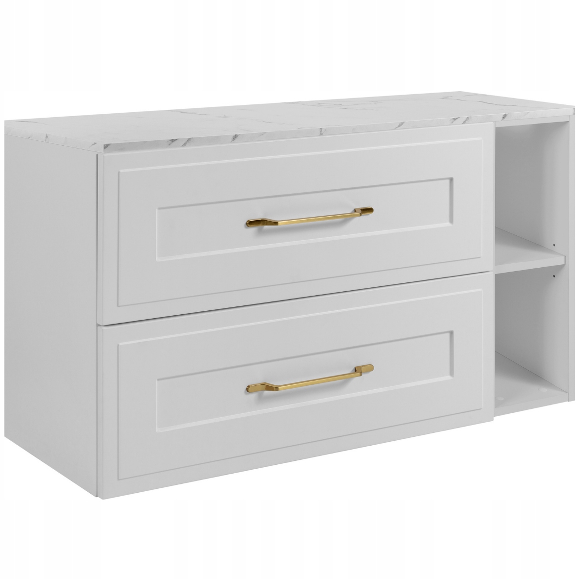 Koupelnová skříňka pod umyvadlo Závěsná bílá 100 Regál Rámeček Pracovní deska Mramor
