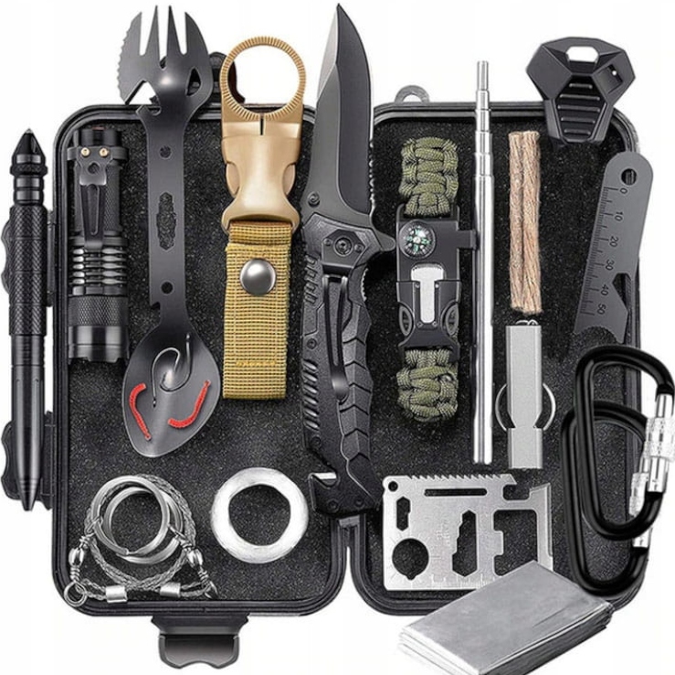 Wojskowy Survivalowy Zestaw Przeżycia Niezbędnik Multitool Komplet XXL 32w1