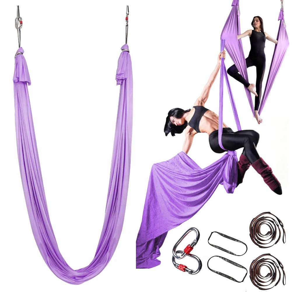Akrobatická šála, šátek aerial silk multifunkční 6 metrů fialová