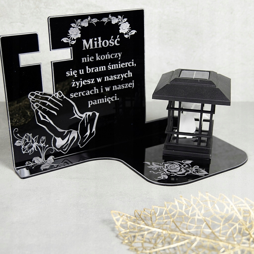 PODSTAWKA POD ZNICZ SOLARNY ANIOŁEK SZKŁO AKRYLOWE Typ LED