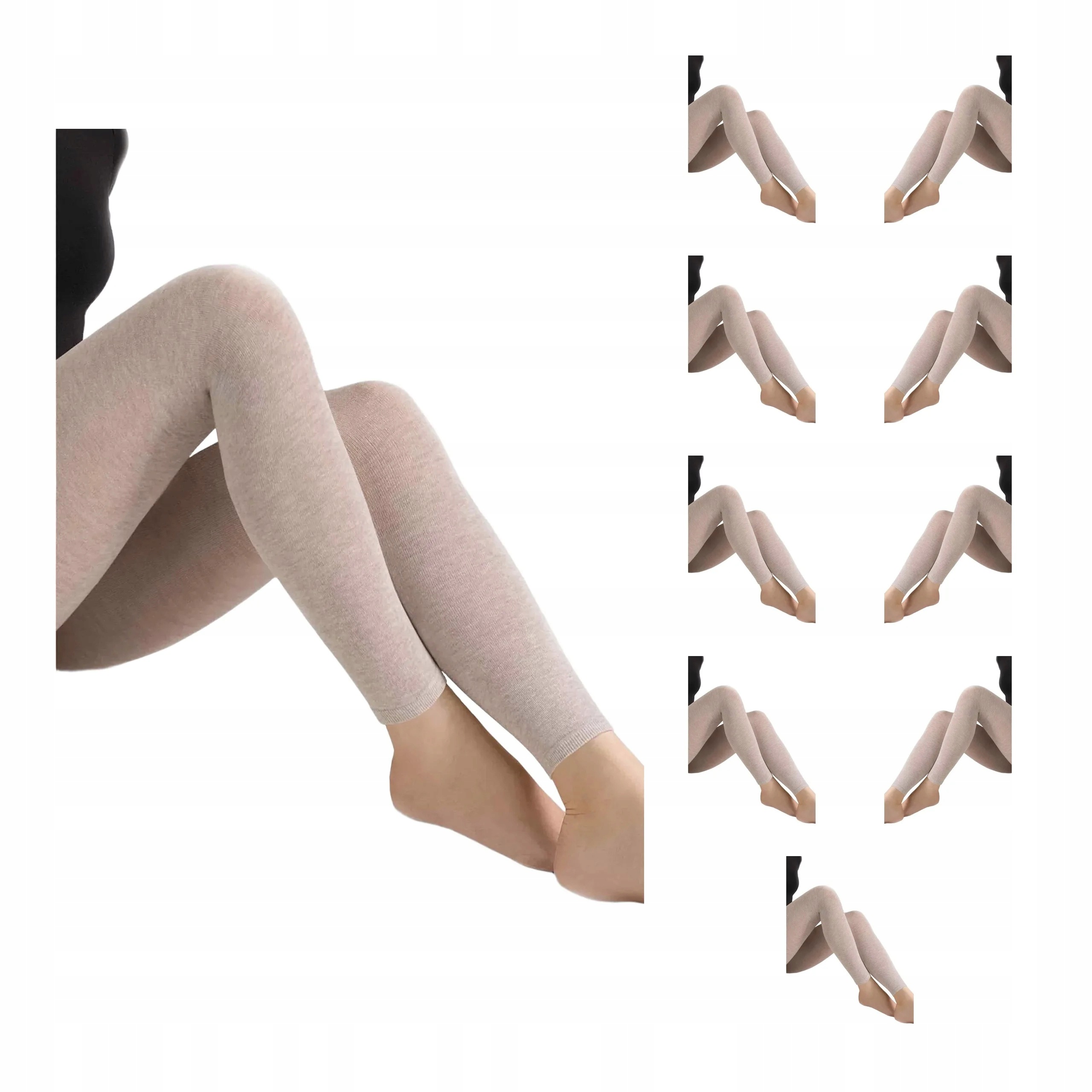 10 párů Dámské bavlněné legíny s vlnou 608 Cotton 10x Beige Melange 3-M