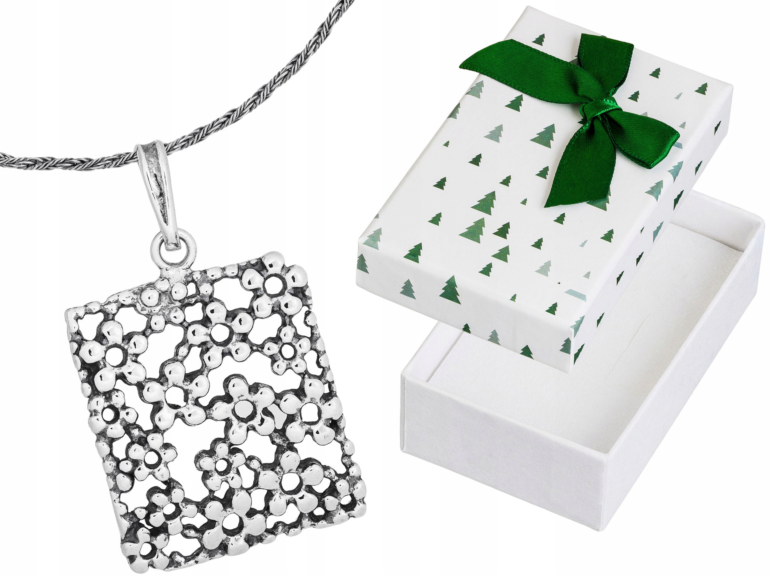 Krátký Stříbrný Oxidovaný Prolamovaný Dámský Náhrdelník Květiny Choker 32 cm