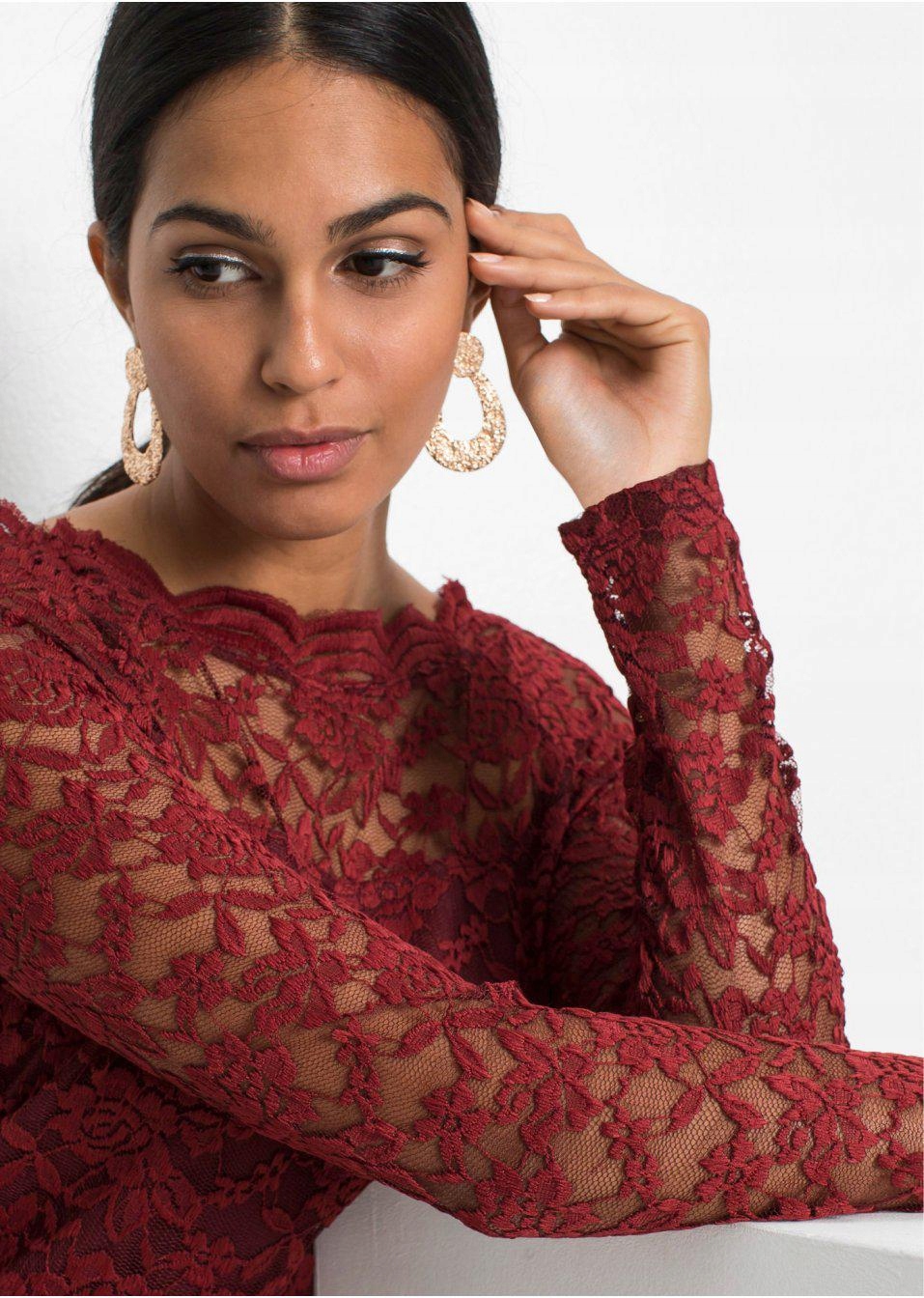 KORONKOWA KOSZULA BONPRIX 44 Kolor czerwony