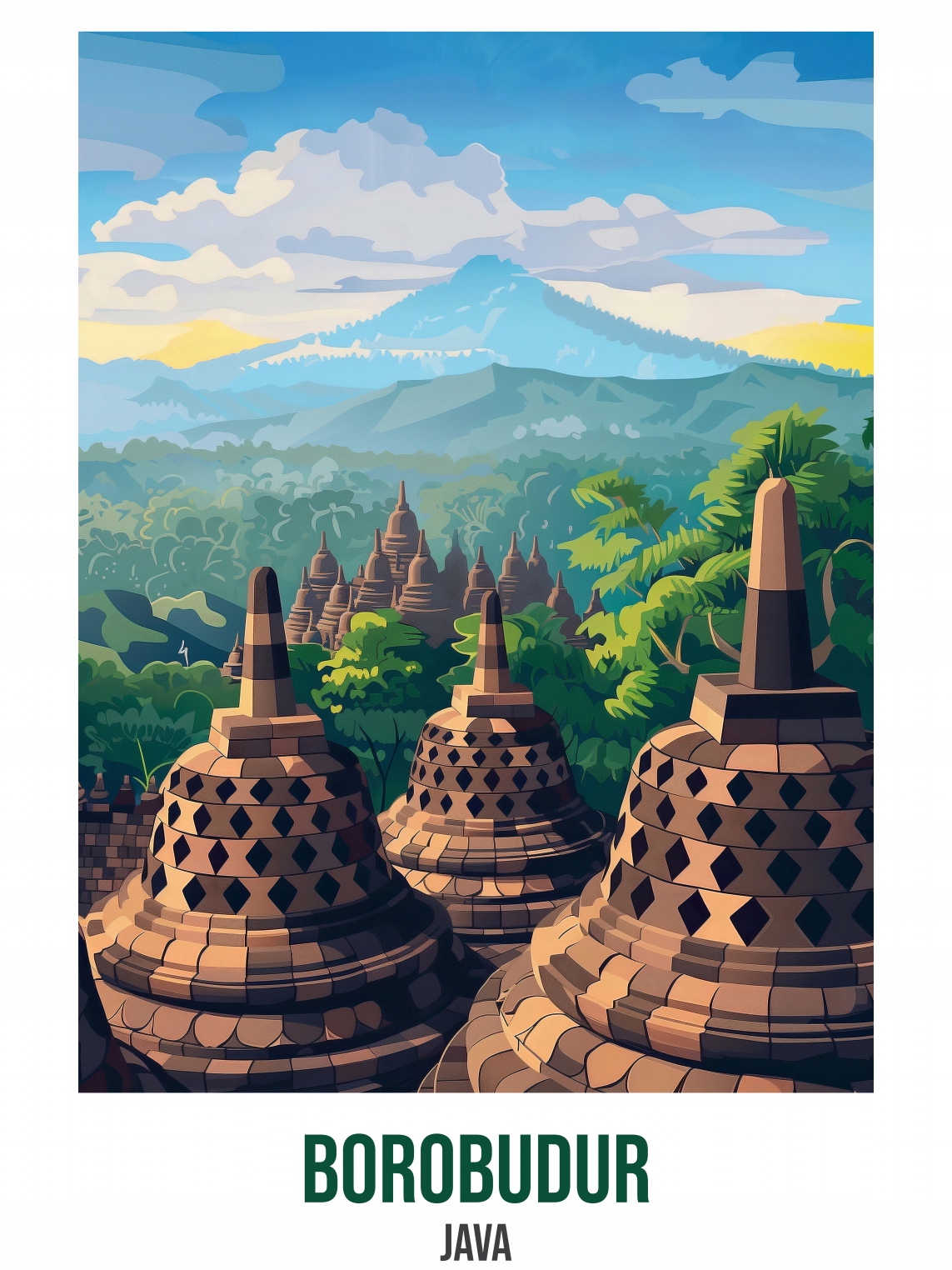 Plakát 75x100 cm Borobudur, Java