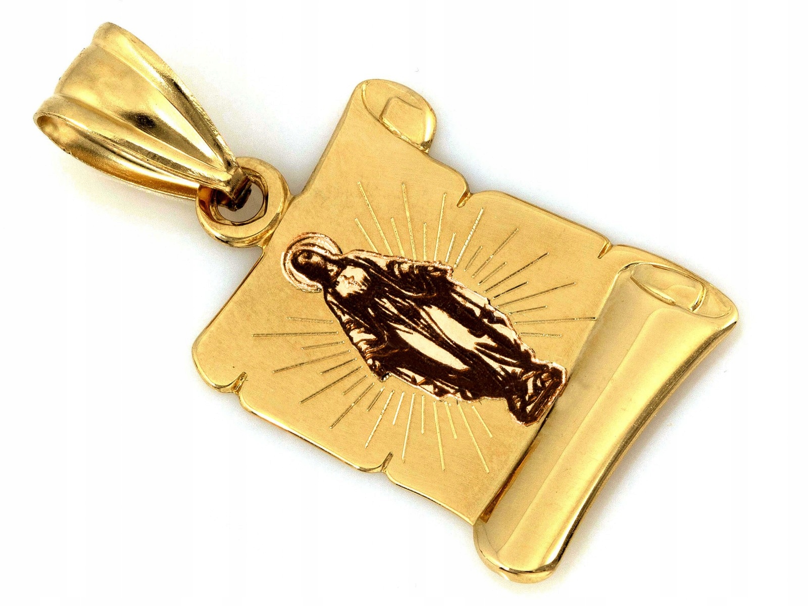 Zlatý přívěsek 585 medailon Matka Boží papyrus váha 0.99 g jako dárek 14kt