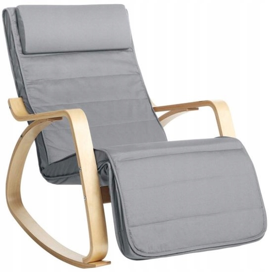 FOTEL BUJANY SZARY Z PODNÓŻKIEM 150 KG SONGMICS