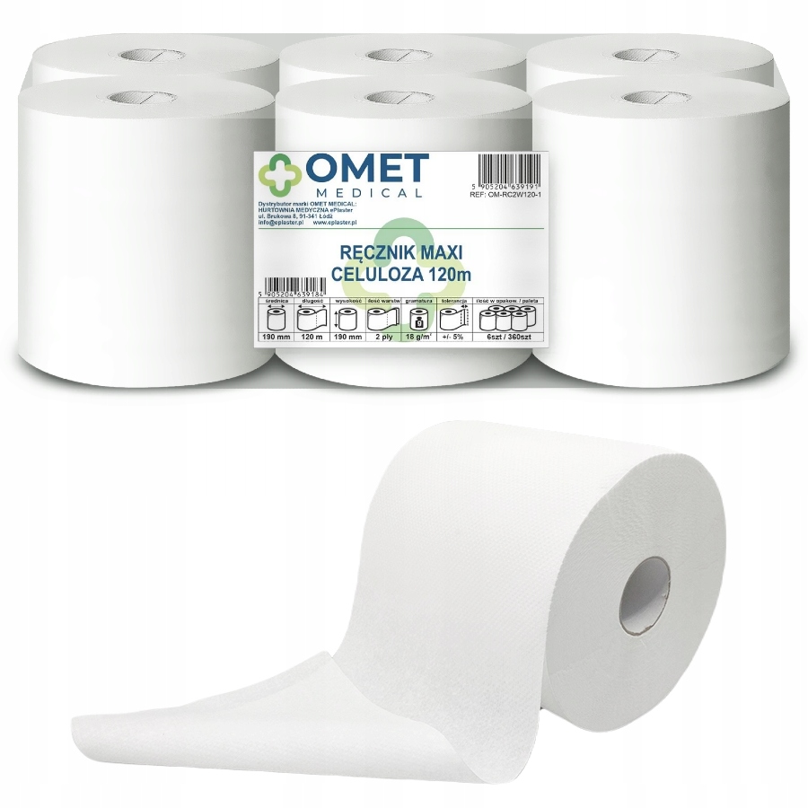 Levně Papírový Ručník Čisticí Utěrka 100% Celulóza 120 m x 6