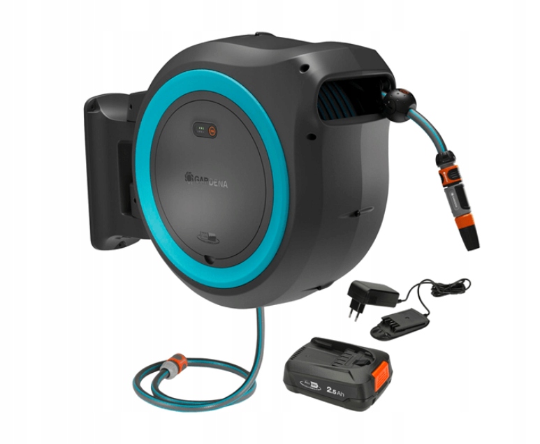 Bęben naścienny Gardena PowerRollXL 18640-20 Bęben Wąż Akumulator Ładowarka