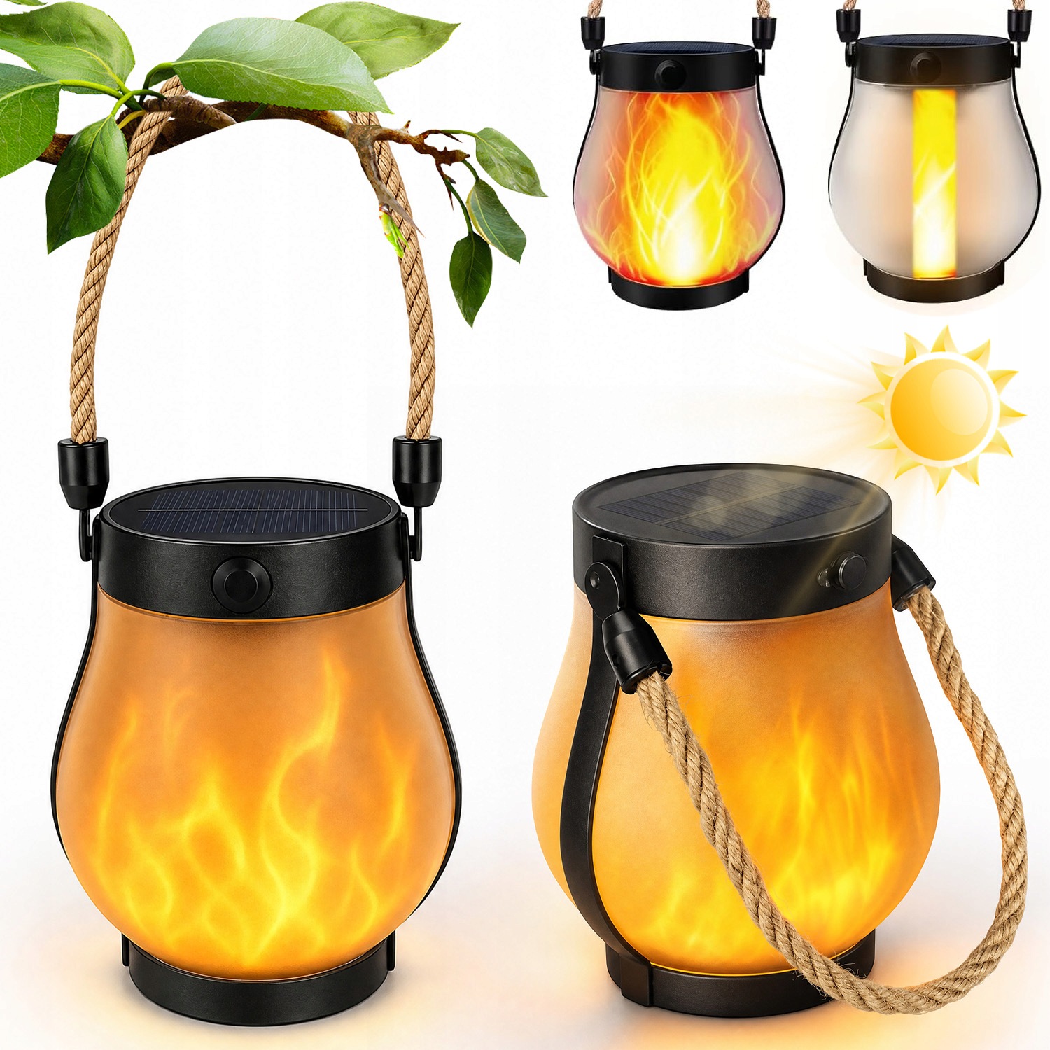 Solární Lampa Venkovní Závěsná Zahradní Lampa Přes Usb, 2 Režimy Osvětlení