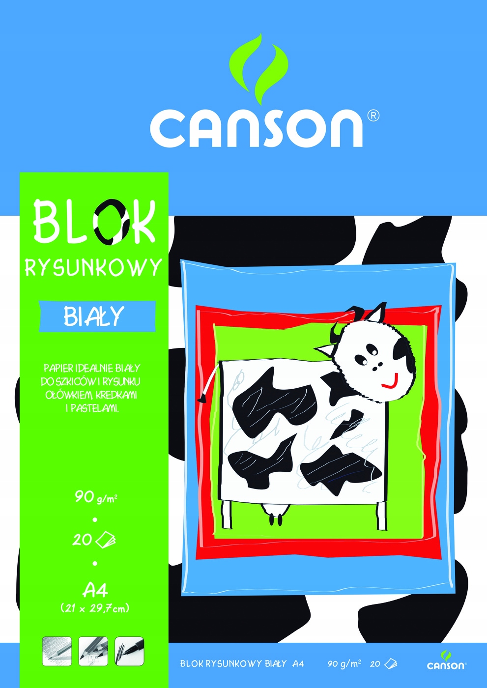 

Blok rysunkowy Canson A4/20k. 90g. biały