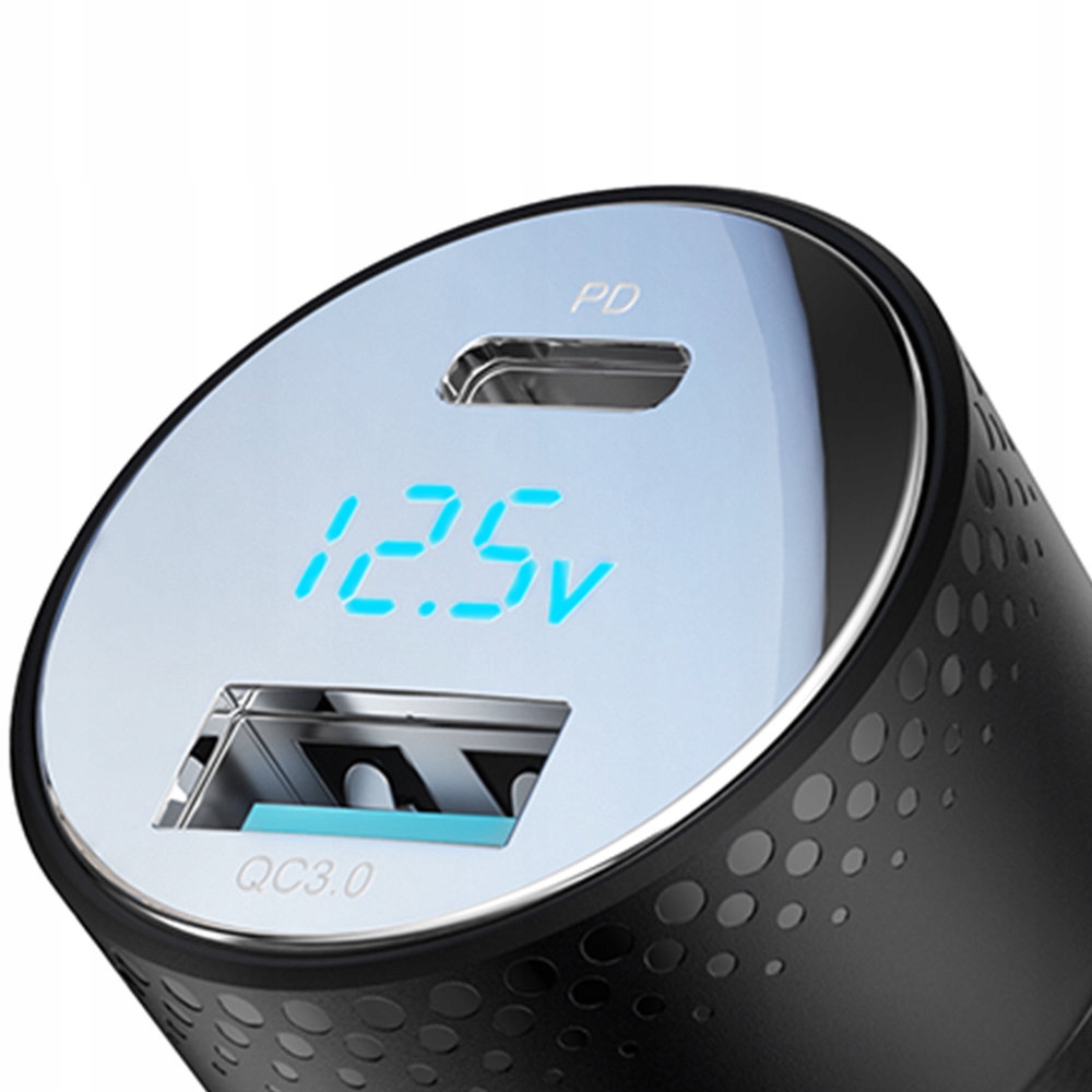 ŁADOWARKA SAMOCHODOWA 53W JOYROOM Z WOLTOMIERZEM LED 2 PORTY (USB C, USB-A) Stan opakowania oryginalne