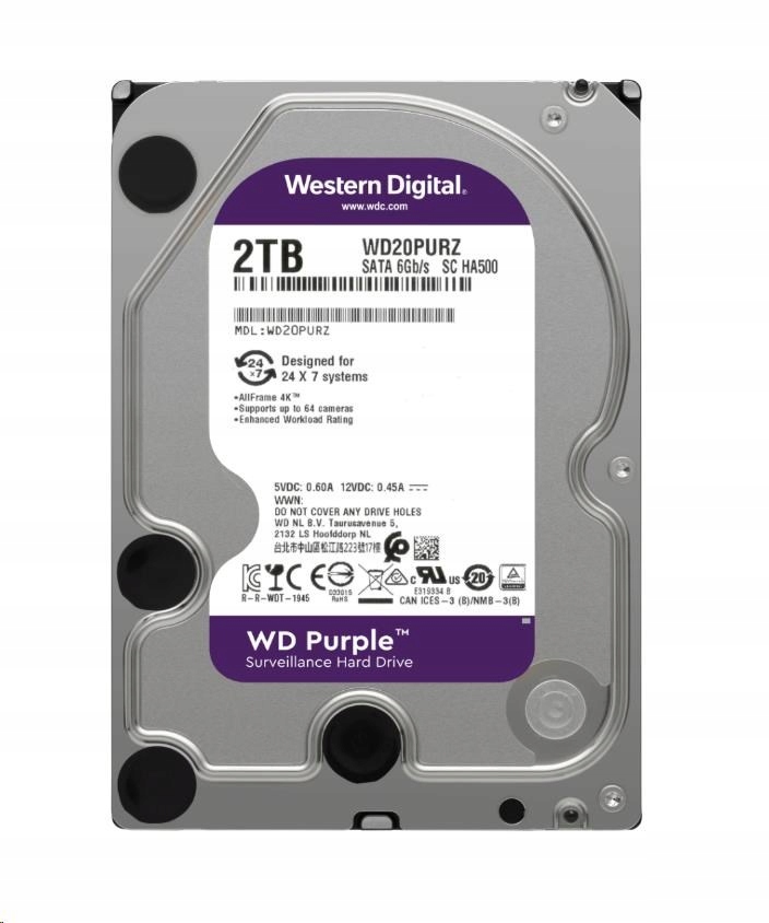 Wd Purple WD23PURZ 2TB, Sata III 3.5", 64MB, 175MB/ s, Low Noise, …