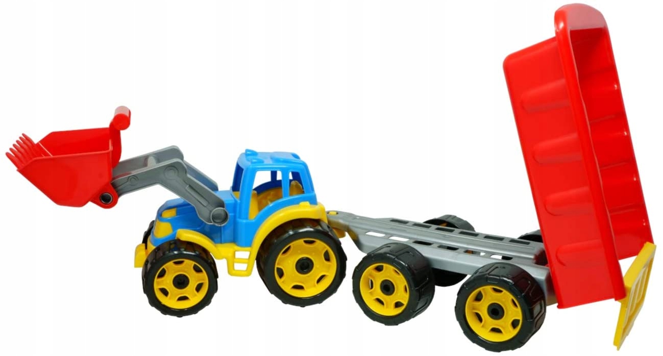 DUZY 65cm Traktor ciągnik z przyczepą Szerokość produktu 17.5 cm